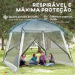 Tenda de Jardim para 6 - 8 Pessoas com 4 Mosquiteiras e 2 Portas Proteção UV50+ Inclui Bolsa de Transporte 3x3 m Branco