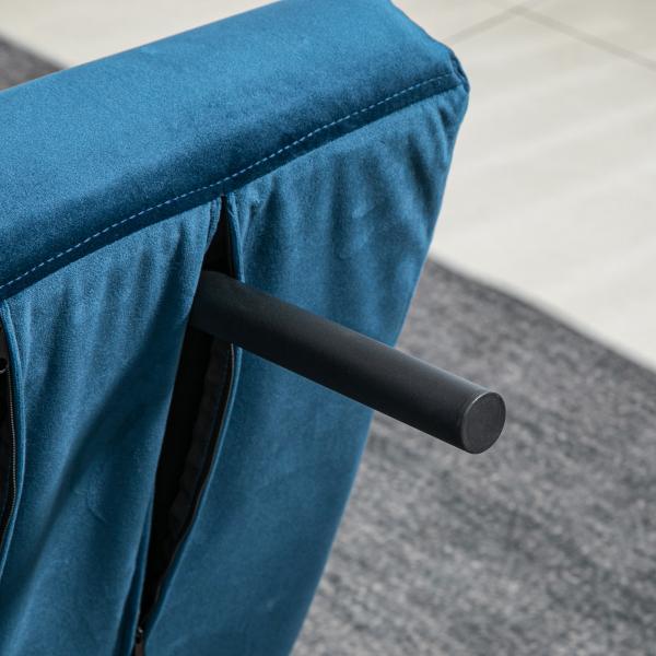 Sofá Cama Sofá Convertível em Cama de 2 Lugares Dobrável com Encosto Ajustável em 5 Níveis e 2 Almofadas 102x73x81 cm Azul