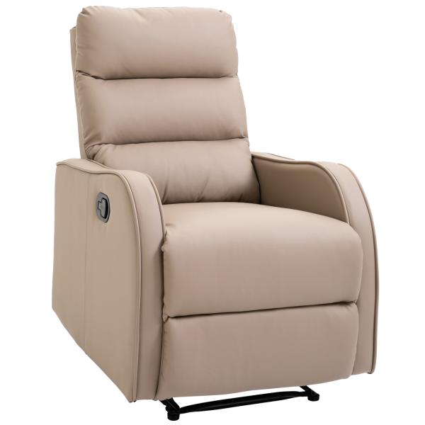 Poltrona Relax com reclinação manual até 160 ° com apoio para os pés retrátil Esponja de densidade estofada em PU 65x89x100cm