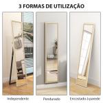 Espelho de Pé 157x37 cm Espelho Corpo Inteiro Grande com Moldura Bicolor para Utilizar Inclinado ou Suspenso Madeira