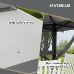 Tenda Dobrável 3,26x3,26x2,72 m com Altura Ajustável 4 Painéis de Malha Proteção UV30+ e Bolsa de Transporte Cinza