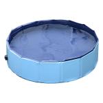 Piscina Dobrável para Cães Ø80x20 cm Banheira Portátil para Animais de Estimação Antiderrapante PVC Multiusos Cor Azul