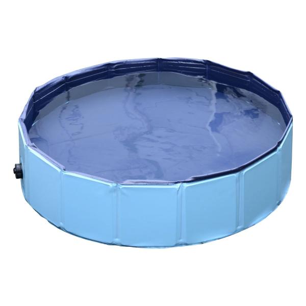 Piscina Dobrável para Cães Ø80x20 cm Banheira Portátil para Animais de Estimação Antiderrapante PVC Multiusos Cor Azul