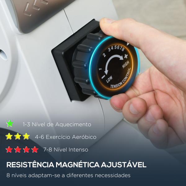 Máquina de Remo Dobrável com Resistência de 8 Níveis Ecrã LCD e 2 Rodas de Transporte 180x48x60 cm Branco