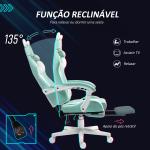Cadeira Gaming com Orelhas Cadeira Gamer Reclinável com Altura Ajustável e Suporte Lombar 65x62x116 - 124 cm Azul Claro