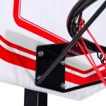 Tabela de basquetebol dobrável e ajustável em altura 150 - 210 cm branco preto e vermelho