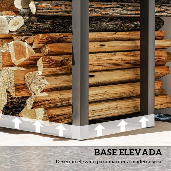 Suporte para Lenha Extensível com 4 Ganchos Carga Máxima 100 kg para Interior e Exterior 40 - 65x25x100 - 150 cm Preto