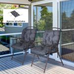 Conjunto de 2 Almofadas de Cadeira 50x98x8 cm Almofadas de Cadeira de Exterior para Jardim Terraço Varanda Cinza Escuro