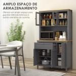 Armário de Cozinha Alto com 5 Portas Prateleira Ajustável, Gaveta Bancada Aberta para Microondas Orifício para Cabo 100x40x180 cm Cinza