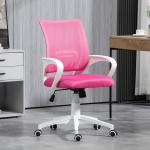 Cadeira de Escritório de Malha Giratória com Altura Ajustável Função Basculante e Apoio para os Braços 57x55x89 - 109 cm Rosa