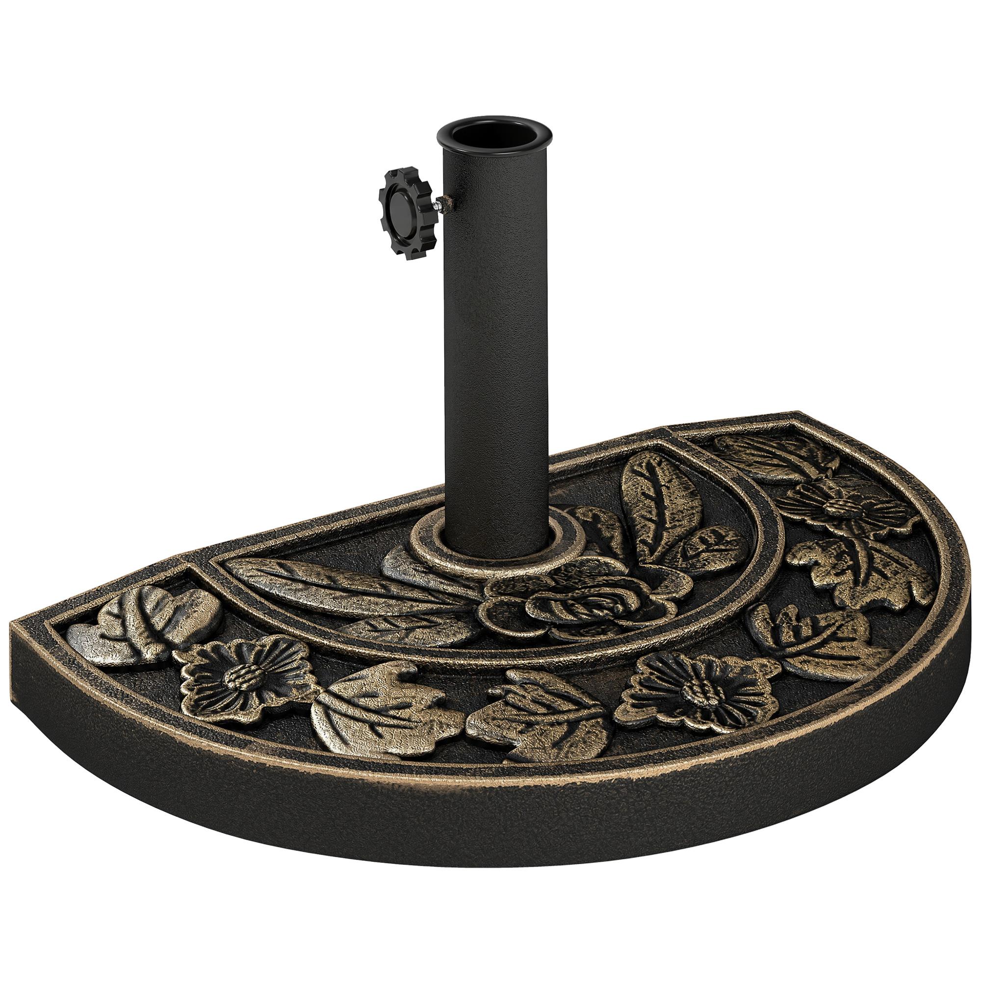 Base para Chapéu de Sol de Resina em Forma Semicircular para Mastros de Ø3,8 cm e Ø4,8 cm Peso 9 kg 50x31x32 cm Bronze