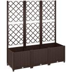 Floreira com Treliça de PP com Drenagem e Amplo Espaço para Plantas Trepadoras Vaso com Suporte para Jardim 120x40x135 cm Marrom
