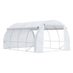 Estufa Tipo Túnel de Jardim 4x3x2m com Porta Enrolável 8 Janelas Cobertura de PE 140g/m² e Metal Galvanizado para Cultivos de Plantas Verduras Branco