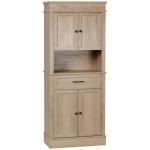 Armário de Cozinha com 4 Portas 1 Gaveta e Prateleira Aberta para Sala de Estar Sala de Jantar 74x39,5x183cm Carvalho