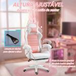 Cadeira Gaming Giratória de Couro PU com Altura Ajustável Inclinável 135° Apoio para a Cabeça 65x63x136 - 142 cm Rosa e Preto