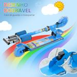 Trotinete para Crianças Dobrável com Luzes e Música 4 Alturas Ajustável Rodas Brilhantes e Pedal LED 67x32x65 - 78 cm Azul