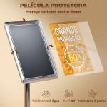 Suporte para Cartazes A3 Altura Ajustável, Giratório 360° Moldura de Alumínio e Aço Inoxidável Prata