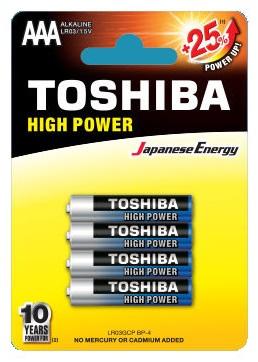 Blister 4x Pilhas Alcalinas 1,5V LR03 AAA - TOSHIBA