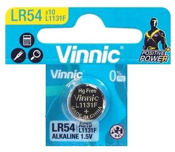Pilha 1,5V Alcalina LR54/SG10/G10/189/LR1130/V10GA/RW89/LR11/V389/SR1130SW/SR54/V390/LR1131 - VINNIC