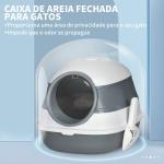 Caixa de Areia para Gatos Dobrável Caixa de Areia para Gatos Fechada com Pá 52x41x38 cm Branco e Cinza