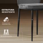 Conjunto de 2 Cadeiras de Jantar Modernas Cadeiras de Cozinha com Assento Acolchoado e Estofado Encosto Curvo 45x57x86 cm Cinzento