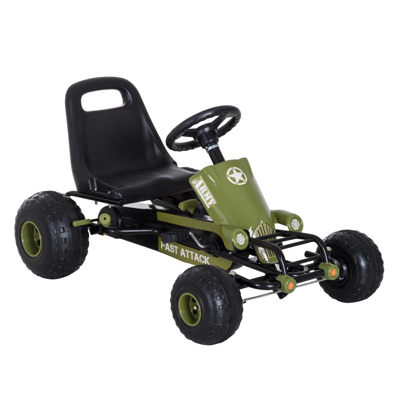 Kart a Pedais com Assento Ajustável Embreagem Travão de Mão para Crianças de 3 - 6 Anos 99x65x56 cm Verde e Preto