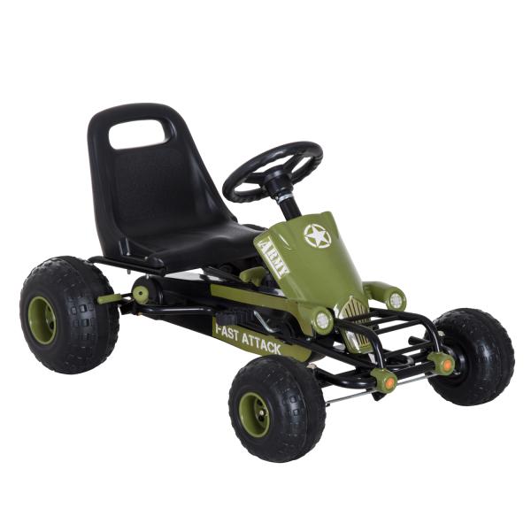 Kart a Pedais com Assento Ajustável Embreagem Travão de Mão para Crianças de 3 - 6 Anos 99x65x56 cm Verde e Preto