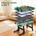 Mesa de Jogos 6 em 1 Dobrável Bilhar Matraquilho Ping Pong Lançamento de Anéis Hóquei com Bastão e Hóquei com Discos 118x104x71cm Multicor