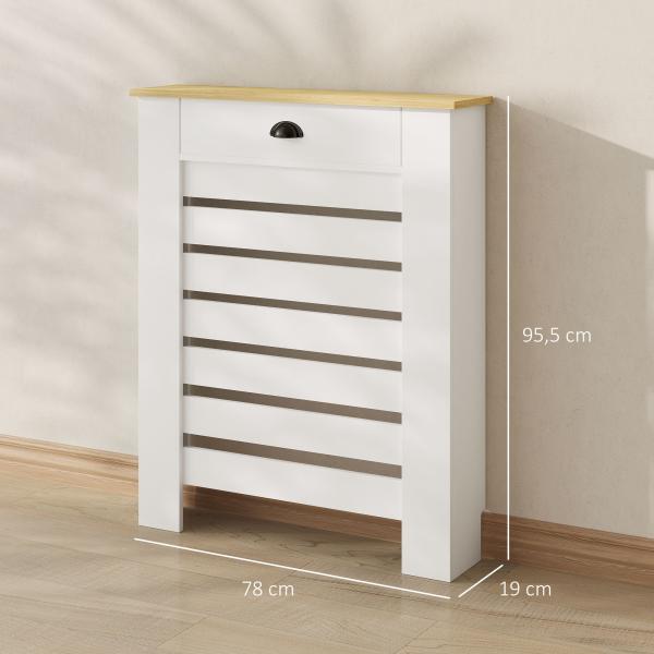 Cobertura para Radiador com Gaveta Cobertura para Radiador de MDF para Sala de Estar Dormitório Corredor 78x19x95,5 cm Branco