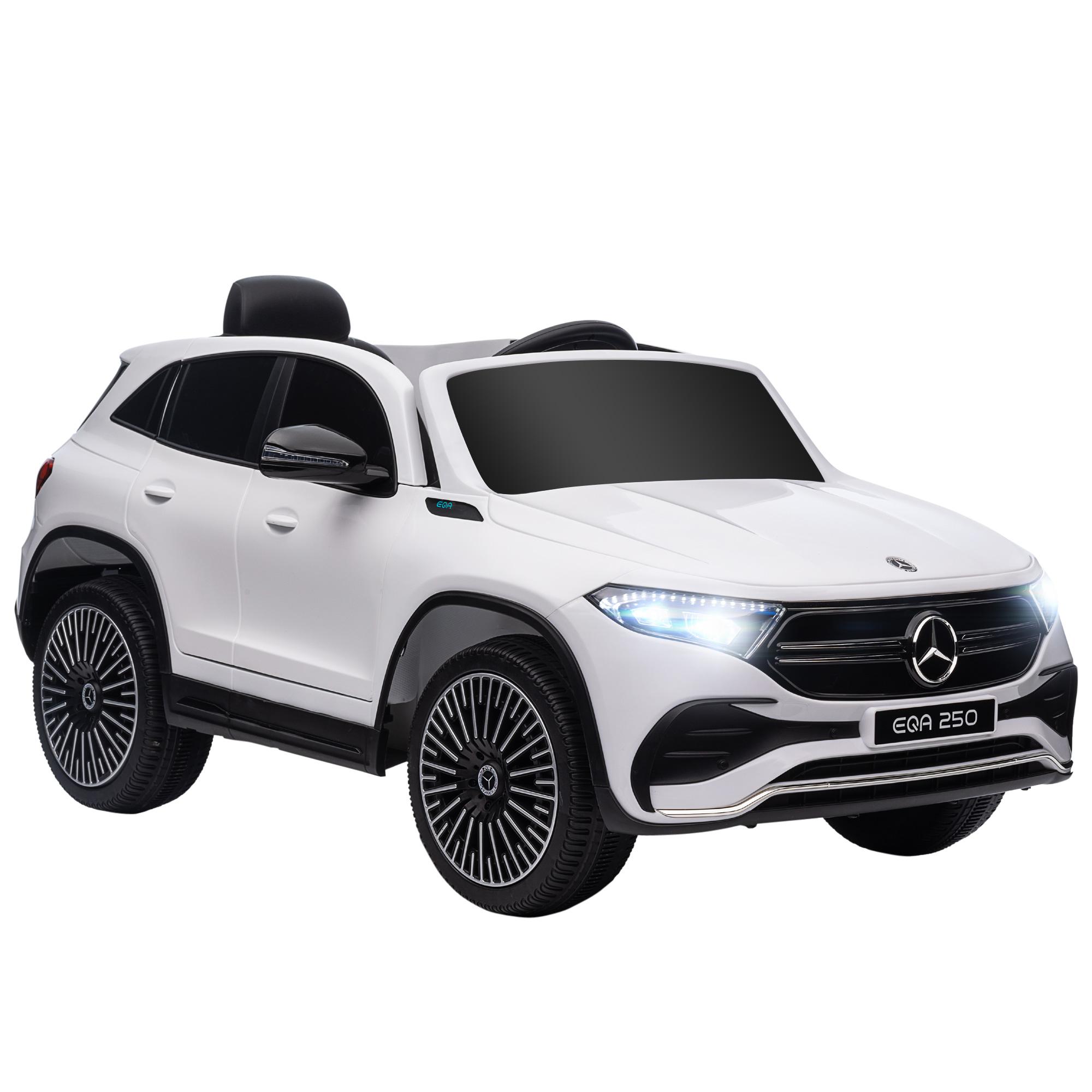 Carro Elétrico para Crianças Mercedes - Benz EQA 12V com Música Buzina Velocidade 3 - 8 km/h 111,5x69x52,5 cm Branco