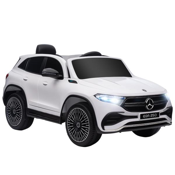 Carro Elétrico para Crianças Mercedes - Benz EQA 12V com Música Buzina Velocidade 3 - 8 km/h 111,5x69x52,5 cm Branco