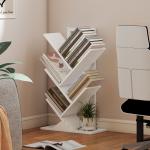Estante em Forma de Árvore de 5 Níveis Estante de Livros com 5 Prateleiras e Estrutura de Aço 50x24x82 cm Branco
