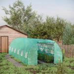 Estufa tipo Túnel 8x3x2m Aço e PE 140 g/m² Estufa para Cultivo de Plantas Tomates Verduras com 12 Janelas e Porta Enroláveis Verde