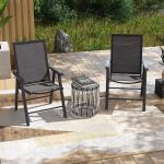 Conjunto de 2 Cadeiras Dobráveis para Exterior Cadeiras para Jardim com Textilene e Metal 58x64x94 cm Cinza Escuro