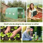 Estufa Tipo Túnel 400x200x200cm Estufa de Túnel com Portas Enroláveis e 6 Janelas Cobertura de PE 140 g/m² Estrutura de Metal para Cultivo de Plantas Verduras Verde