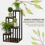 Suporte para Plantas de 4 Níveis com Base, Estante para Vasos para Interior e Exterior, 40x40x81 cm, Castanho