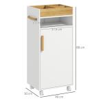Armário Casa de Banho Moderno com Prateleiras Ajustáveis Armário Bandeja Amovível e Rodas 40x30x88 cm Branco e Carvalho