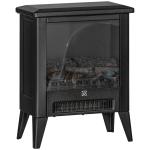 Lareira Decorativa Independente 1800 W com Efeito de Chama LED Baixo Ruído e Proteção contra Sobreaquecimento Preto