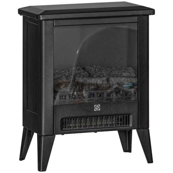 Lareira Decorativa Independente 1800 W com Efeito de Chama LED Baixo Ruído e Proteção contra Sobreaquecimento Preto