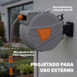 Carretel de Mangueira para Jardim 20+1,6 m com Bocal de 2 Modos Bloqueio Automático e Retracção Orientável 180° Laranja