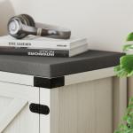 Banco Sapateira Rústico Organizador de Sapatos com Compartimentos para 7 Pares de Sapatos 100x40x48 cm Branco com Veios e Cinza