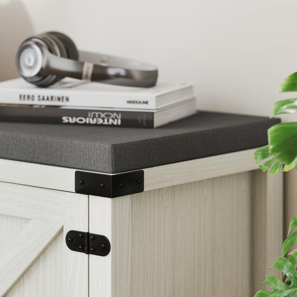 Banco Sapateira Rústico Organizador de Sapatos com Compartimentos para 7 Pares de Sapatos 100x40x48 cm Branco com Veios e Cinza