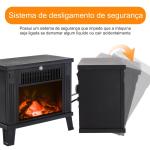 Lareira Elétrica com Efeito de Chama Realista Potência Ajustável 600W/1200W para Ambientes entre 13 - 18㎡ 34x17x31cm Preto