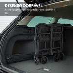 Carrinho de Transporte com Rodas Carrinho de Jardim Dobrável com Pega Telescópica Ajustável 2 Bolsas de Arrumação 64x42x27 cm Preto