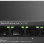 Switch de Rede Não - Gerido LiteWave LS105GP 5 Portas Gigabit com 4 Portas PoE+ (Preto) - TP - LINK