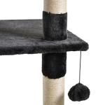 Árvore arranhador para Gatos com Altura Ajustável Plataformas Múltiplas Caverna Cestas e Escadas em Sisal Natural e Pelúcia 60x45x240 - 260 cm Cinza Escuro