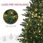 Árvore de Natal Artificial 150 cm com 220 Luzes LED 588 Ramos Árvore Natalina para Interior Verde
