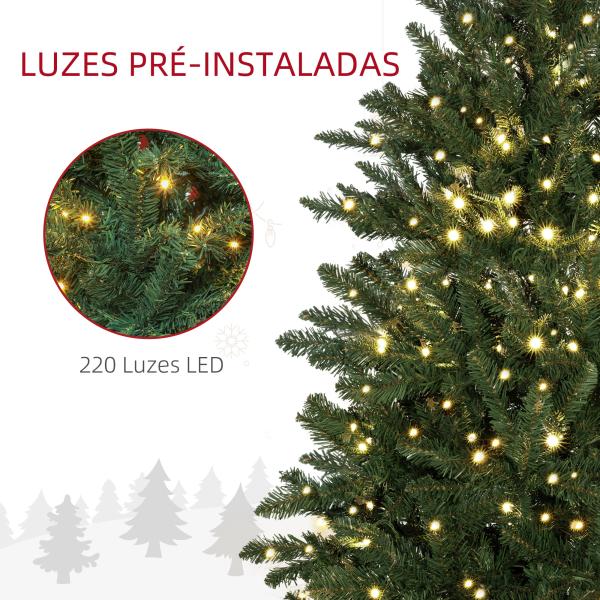 Árvore de Natal Artificial 150 cm com 220 Luzes LED 588 Ramos Árvore Natalina para Interior Verde