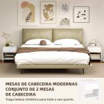 Conjunto de 2 Mesas de Cabeceira Nórdicas com Cantos Arredondados, Gaveta e Prateleira Aberta 40x35x45 cm Branco