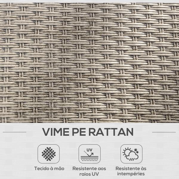 Conjunto de Jardim em Vime Sintético Conjunto de Móveis de Exterior com Sofá de 4 Módulos 1 Mesa de Centro e Almofadas Cinza